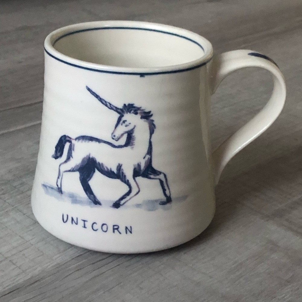 Unicorn Ceramic Mug - White and Blue
